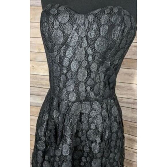 Jack Lace Strapless Mini Dress Size 8 Womens Silver Black lbd - Picture 4 of 5